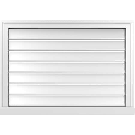 Ekena Millwork Vertical Surface Mount PVC Gable Vent: Functional, w/ 2"W x 2"P Brickmould Sill Frame, 34"W x 24"H GVPVE34X2403SF